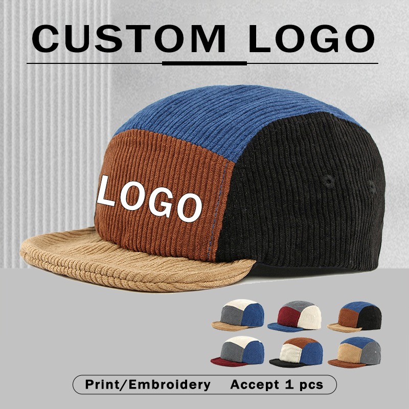 Corduroy Cap 5 Panel - Gorras de Béisbol de 5 Paneles