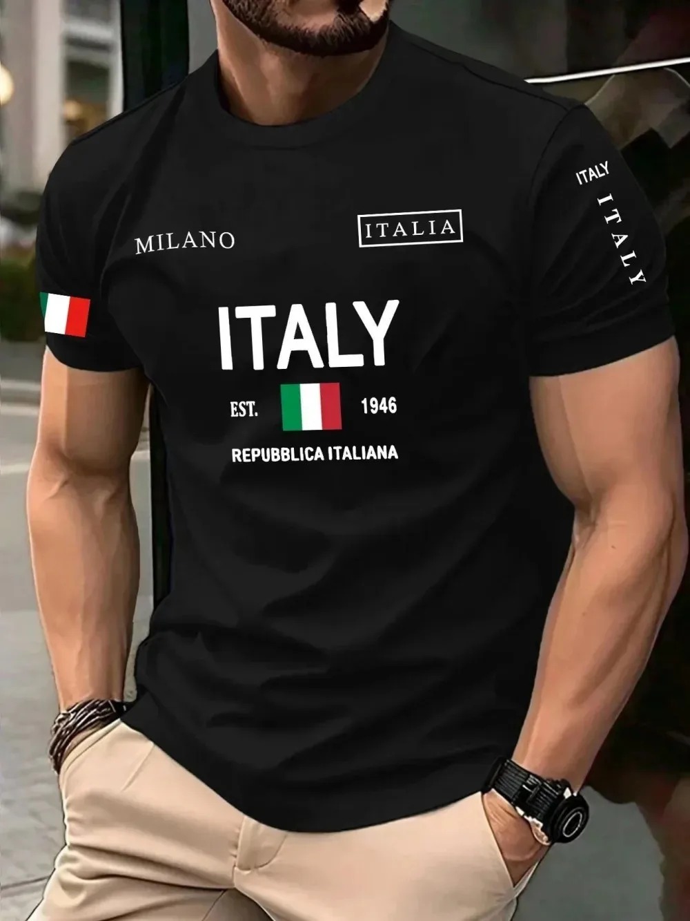 Street Fashion Milan - Camiseta de Hombre con Estampado 3D,
