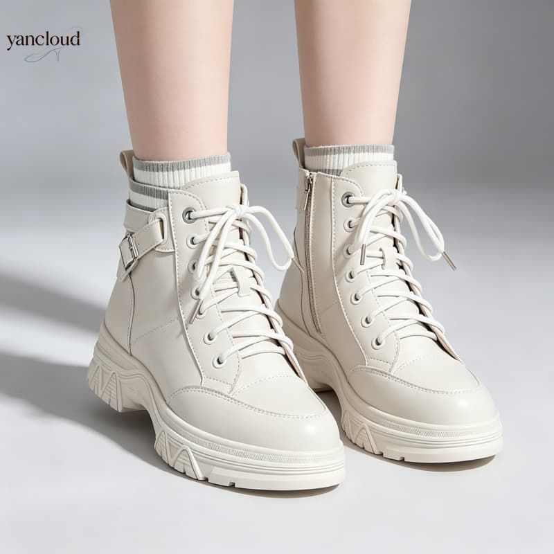 Street Fashion Plus Size - Botas de Motociclista de Piel Auténtica