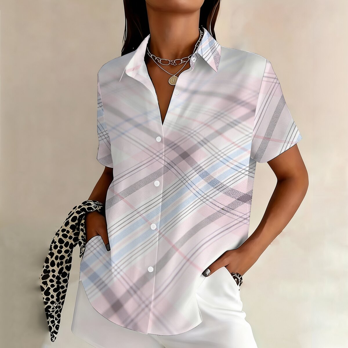 Street Fashion Plus Size - Camisa de manga corta para mujer