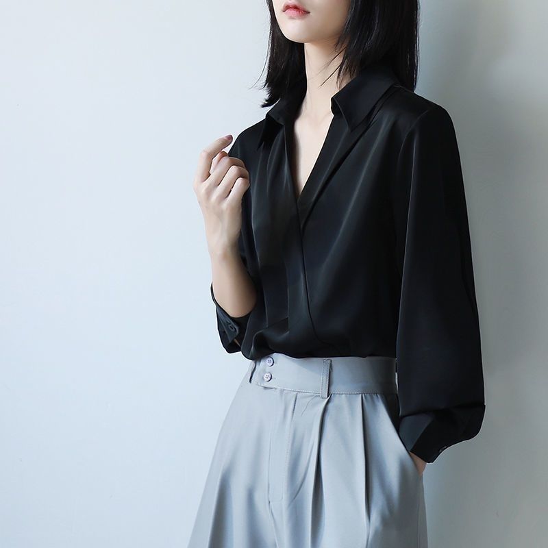 Gidyq-camisas negras de gasa p - Street Fashion In Korea reseña y precio