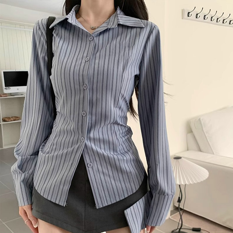 Camisa a rayas Y2k para mujer, - Street Fashion In Korea reseña y precio