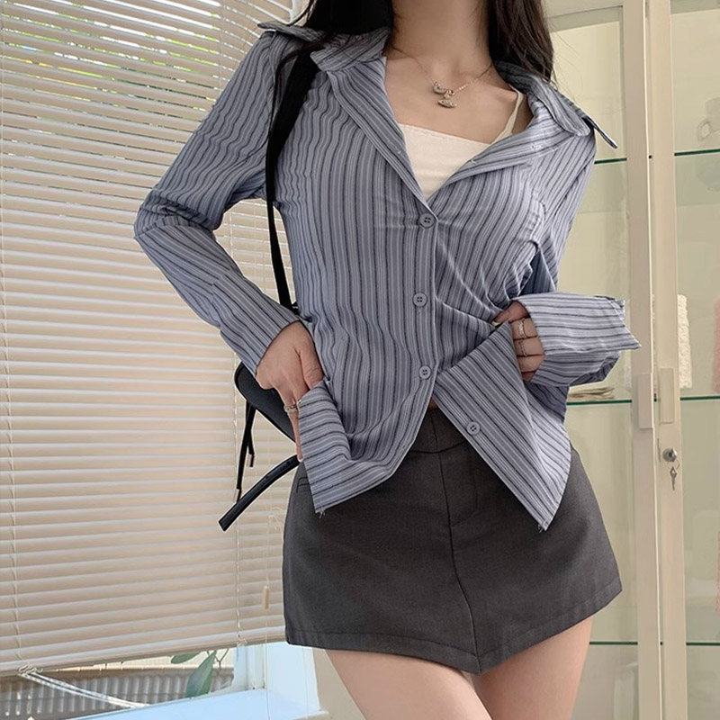 Camisa a rayas Y2k para mujer, - Street Fashion In Korea reseña y precio