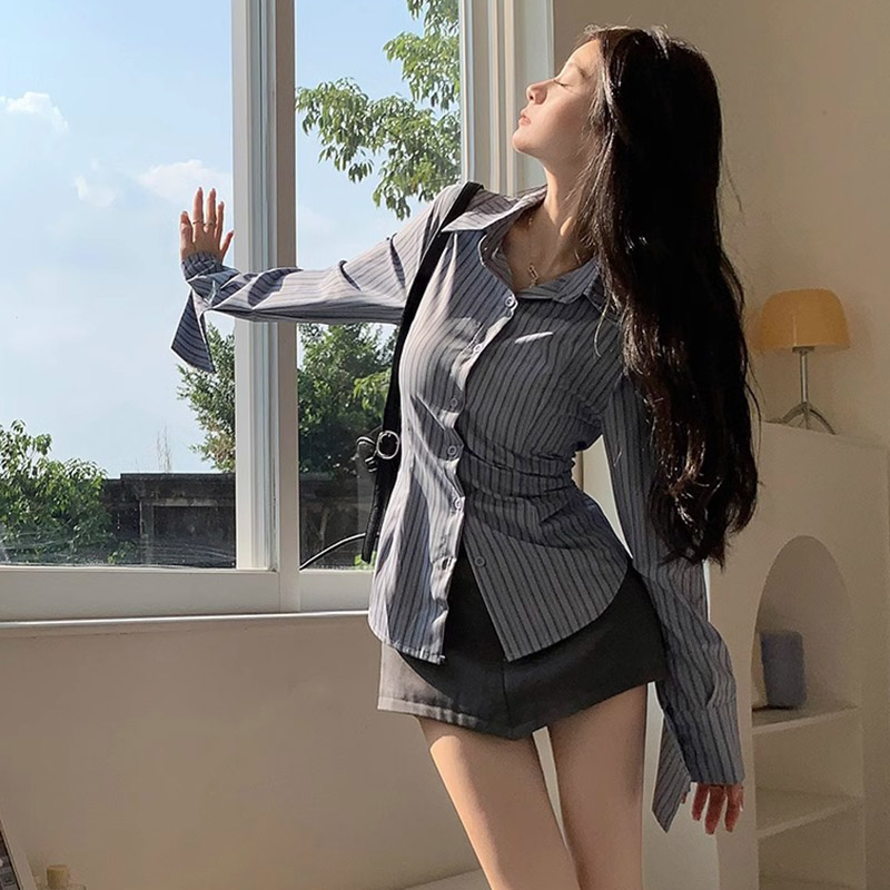 Camisa a rayas Y2k para mujer, - Street Fashion In Korea reseña y precio