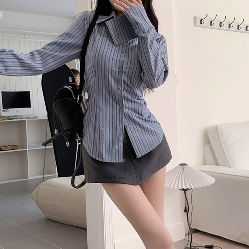 Camisa a rayas Y2k para mujer, - Street Fashion In Korea reseña y precio