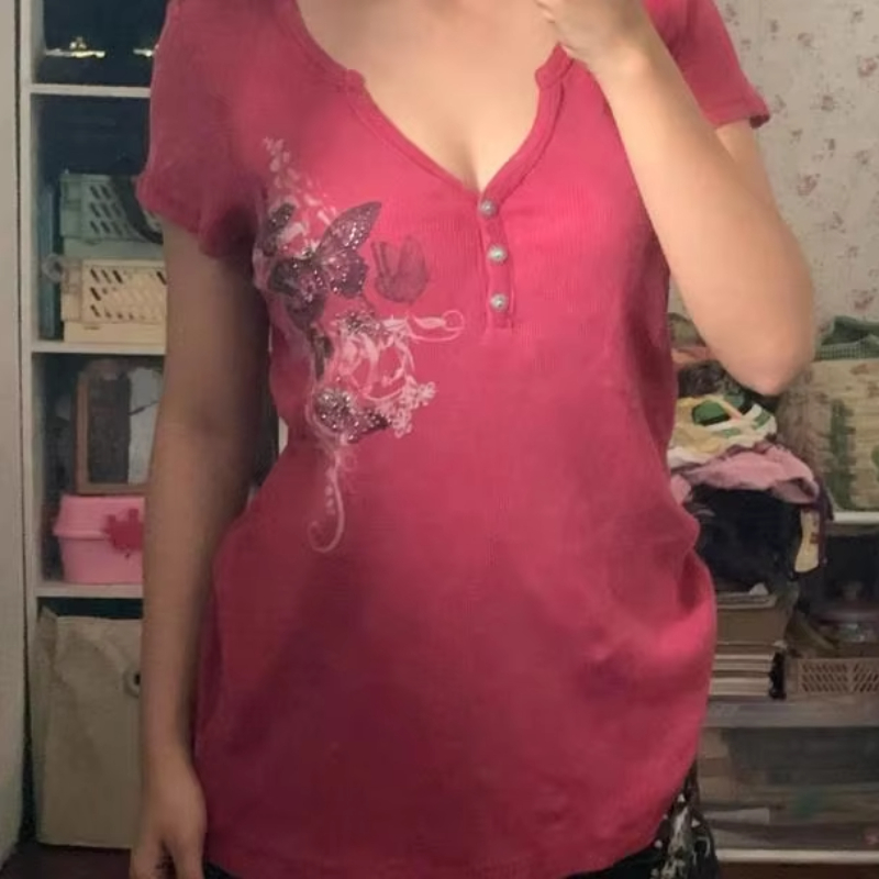 Camiseta de Manga Corta con Cu - Asian Street Fashion Girls reseña y precio