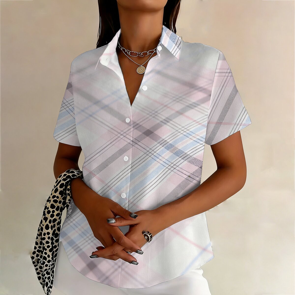 Camisa de manga corta para muj - Street Fashion Plus Size reseña y precio