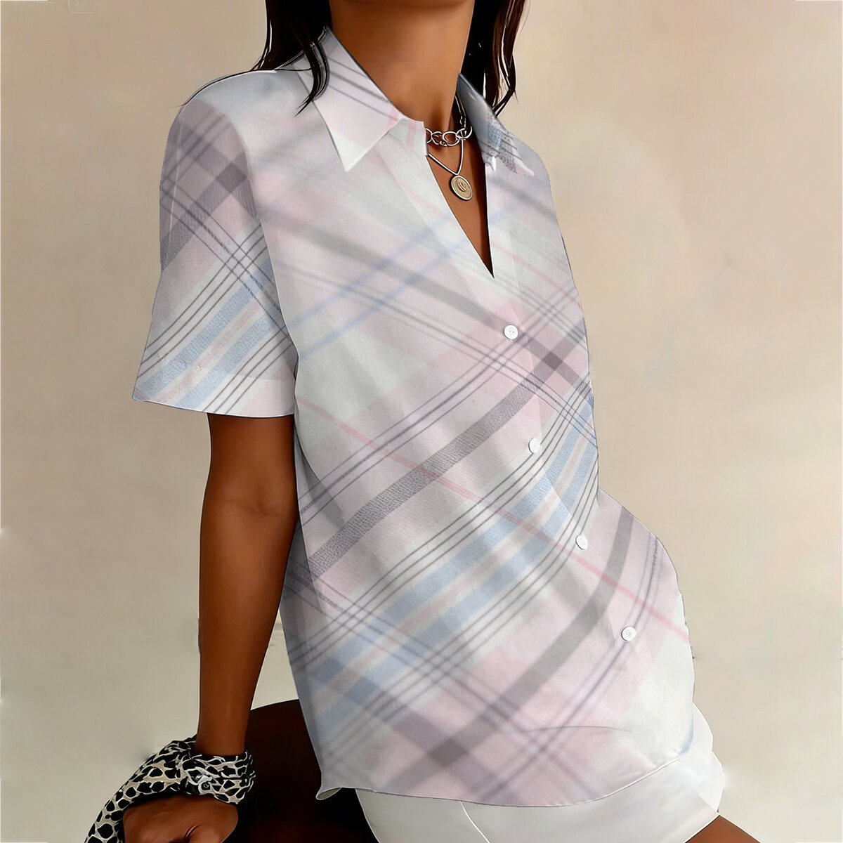 Camisa de manga corta para muj - Street Fashion Plus Size reseña y precio