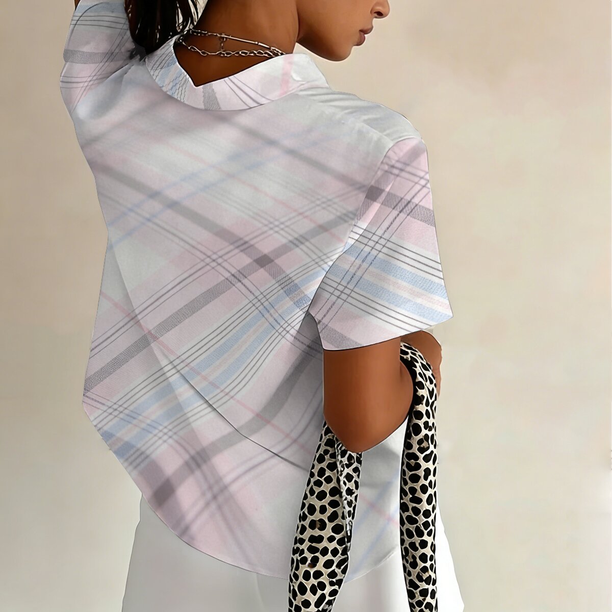 Camisa de manga corta para muj - Street Fashion Plus Size reseña y precio